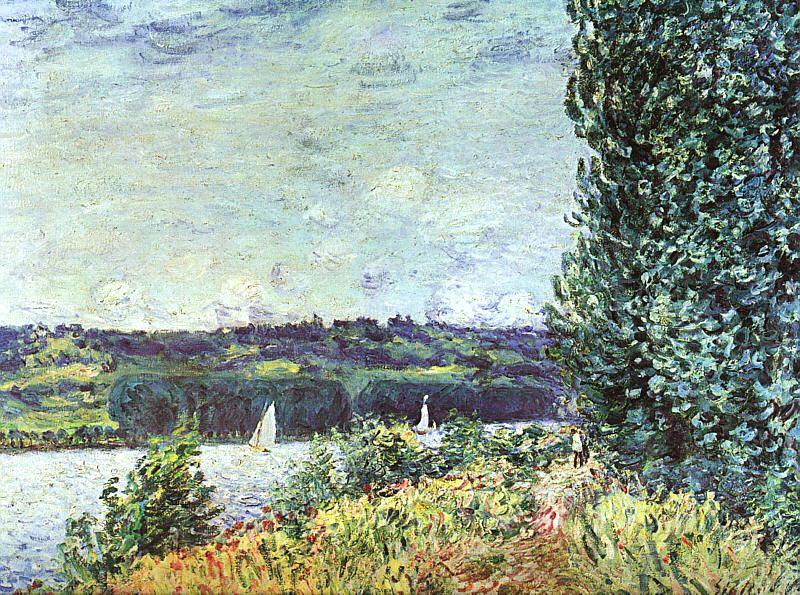 The Banks of the Seine : Wind Blowing, Alfred Sisley